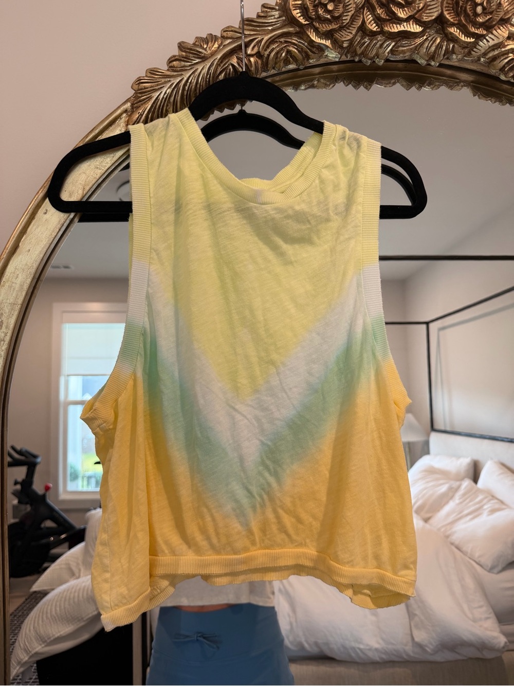 FP Movement by Free People Pastel Yellow Tie-Dye Crop Tank